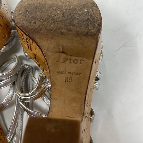 Dior Metallic Silver Wedge Platform Slide Sandals Size 39 - Picture 14 of 15